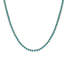 Load image into Gallery viewer, Tennis Necklace with Aquamarine Stones (March Birthstones) in 14K Gold (1.75 mm - 4.0 mm)