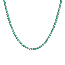 Load image into Gallery viewer, Tennis Necklace with Emerald Stones (May Birthstones) in 14K Gold (1.75 mm - 4.0 mm)