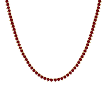Load image into Gallery viewer, Tennis Necklace with Ruby Stones (July Birthstones) in 14K Gold (1.75 mm - 4.0 mm)
