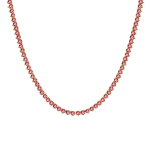 Load image into Gallery viewer, Tennis Necklace with Tourmaline Stones (October Birthstones) in 14K Gold (1.75 mm - 4.0 mm)