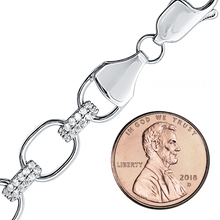 Load image into Gallery viewer, Oval Tribeca Trace Chain Paperclip Necklace with Alternating CZ Stones in Sterling Silver