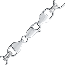Load image into Gallery viewer, Oval Tribeca Trace Chain Paperclip Necklace with Alternating CZ Stones in Sterling Silver