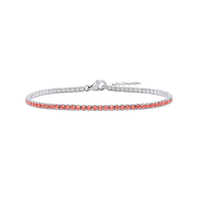 Load image into Gallery viewer, Tennis Bracelet with Tourmaline Colored CZ in Sterling Silver (2 mm - 4 mm)