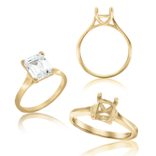 Load image into Gallery viewer, ITI NYC Emerald Shape 4 Prong Lucida Solitaire
