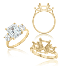 Load image into Gallery viewer, ITI NYC Emerald Shape Lucida 4 Prong with Side Stones