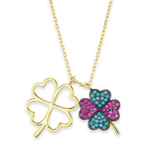 Load image into Gallery viewer, 4 Leaf Clover Necklace in Sterling Silver (22 x 16 mm)