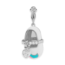 Load image into Gallery viewer, White and Blue Baby Shoe with CZ's (28 x 10mm)