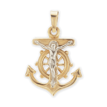 Load image into Gallery viewer, ITI NYC Mariner Anchor Crucifix Pendant in 14K Gold