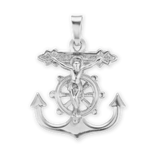 Load image into Gallery viewer, ITI NYC Mariner Anchor Crucifix Pendant in Sterling Silver