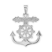 Load image into Gallery viewer, ITI NYC Mariner Anchor Cross Pendant in Sterling Silver