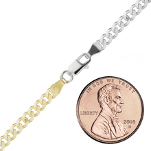 Load image into Gallery viewer, Bowery Curb Chain Necklace in Sterling Silver 18K Yellow Gold Two Tone Finish