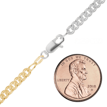 Load image into Gallery viewer, Chrystie St. Curb Chain Necklace in Sterling Silver 18K Yellow Gold Two Tone Finish