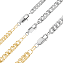 Load image into Gallery viewer, Chrystie St. Curb Chain Necklace in Sterling Silver 18K Yellow Gold Two Tone Finish