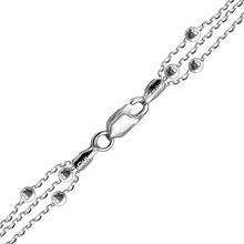 Load image into Gallery viewer, Triboro Triple Strand Beaded Cable Chain Necklace in Sterling Silver