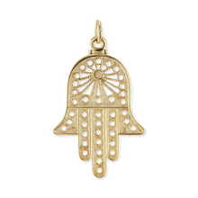 Load image into Gallery viewer, ITI NYC Hamsa Filigree Pendant in 14K Gold