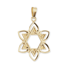 Load image into Gallery viewer, ITI NYC Star of David with Flower Pendant in 14K Gold