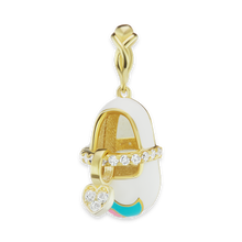 Load image into Gallery viewer, White and Blue Baby Shoe with CZ's (28 x 10mm)