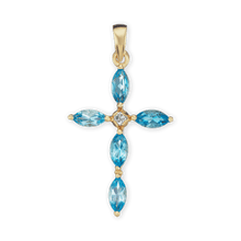 Load image into Gallery viewer, ITI NYC Marquise Cross Pendant with Light Blue Cubic Zirconia in Sterling Silver