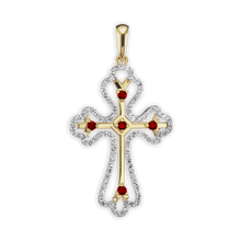 Load image into Gallery viewer, ITI NYC Trefoil Cross Pendant with Orange Cubic Zirconia in Sterling Silver