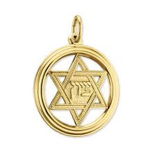 Load image into Gallery viewer, ITI NYC Star of David in Circle Pendant in 14K Gold