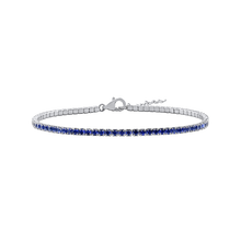 Load image into Gallery viewer, Tennis Bracelet with Sapphire Colored CZ in Sterling Silver (2 mm - 4 mm)