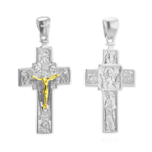 Load image into Gallery viewer, ITI NYC Byzantine Double-Sided Cross and Crucifix Pendant in Sterling Silver