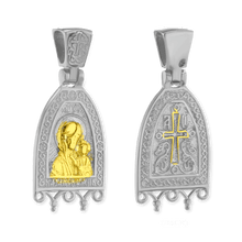 Load image into Gallery viewer, ITI NYC Madonna and Child Byzantine Double-Sided Pendant in Sterling Silver