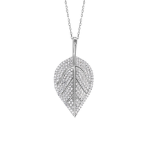 Load image into Gallery viewer, Diamond Leaf Necklace in Sterling Silver (37 x 19mm)