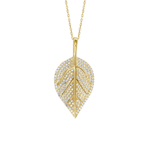 Load image into Gallery viewer, Diamond Leaf Necklace in Sterling Silver (37 x 19mm)