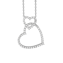 Load image into Gallery viewer, Intertwined Hearts Necklace with Cubic Zirconia in Sterling Silver (24 x 18mm)
