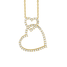 Load image into Gallery viewer, Intertwined Hearts Necklace with Cubic Zirconia in Sterling Silver (24 x 18mm)