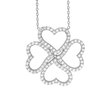 Load image into Gallery viewer, Clover of Hearts Necklace with Cubic Zirconia in Sterling Silver (25 x 25mm)