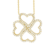 Load image into Gallery viewer, Clover of Hearts Necklace with Cubic Zirconia in Sterling Silver (25 x 25mm)