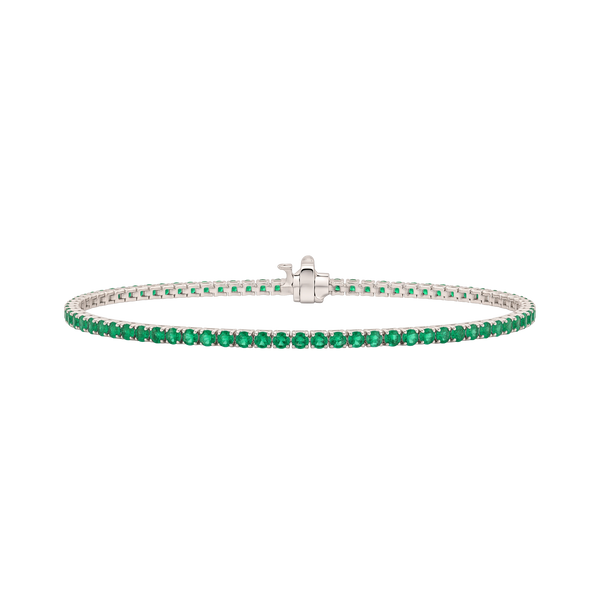 Tennis Bracelet with Emerald Stones (May Birthstones) in 18K Gold (1.75 mm - 4.0 mm)