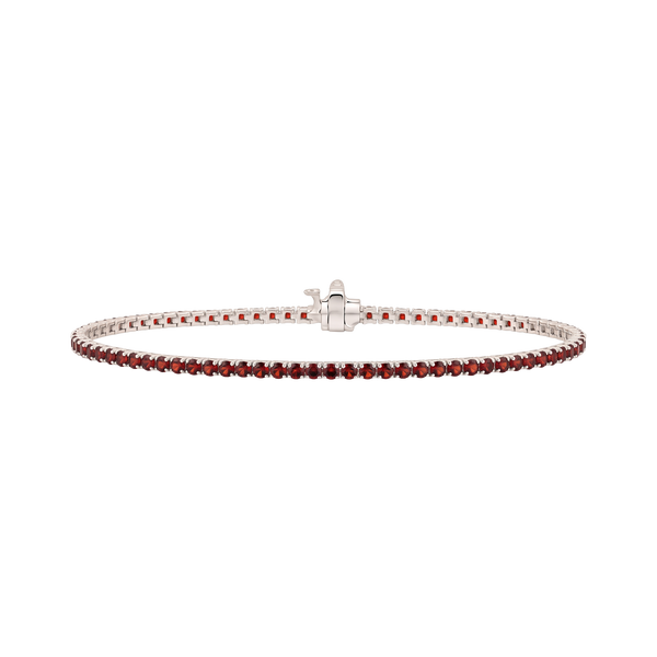 Tennis Bracelet with Garnet Stones (January Birthstones) in 18K Gold (1.75 mm - 4.0 mm)