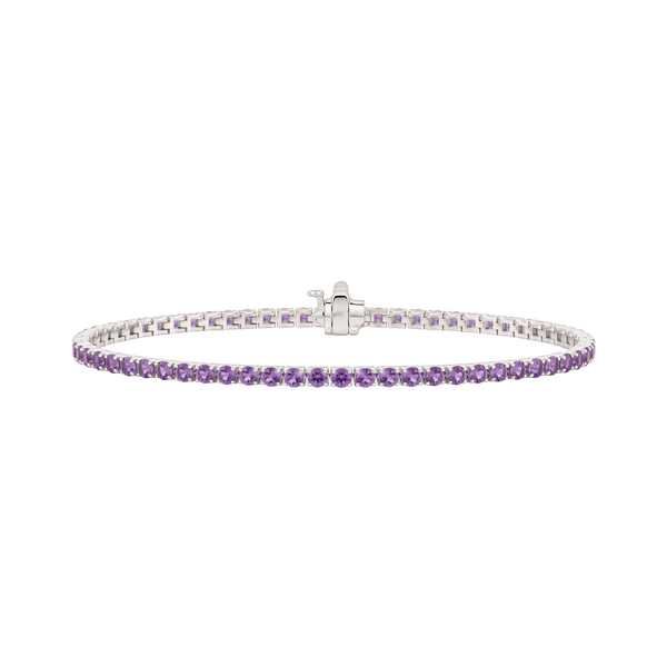 Tennis Bracelet with Amethyst Stones (February Birthstones) in 14K Gold (1.75 mm - 4.0 mm)