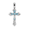 ITI NYC Apostles Cross Pendant with Light Blue Cubic Zirconia in Sterling Silver