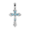 ITI NYC Apostles Cross Pendant with Light Blue Cubic Zirconia in Sterling Silver
