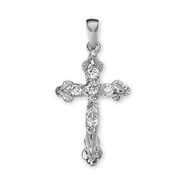ITI NYC Apostles Cross Pendant with Cubic Zirconia in Sterling Silver
