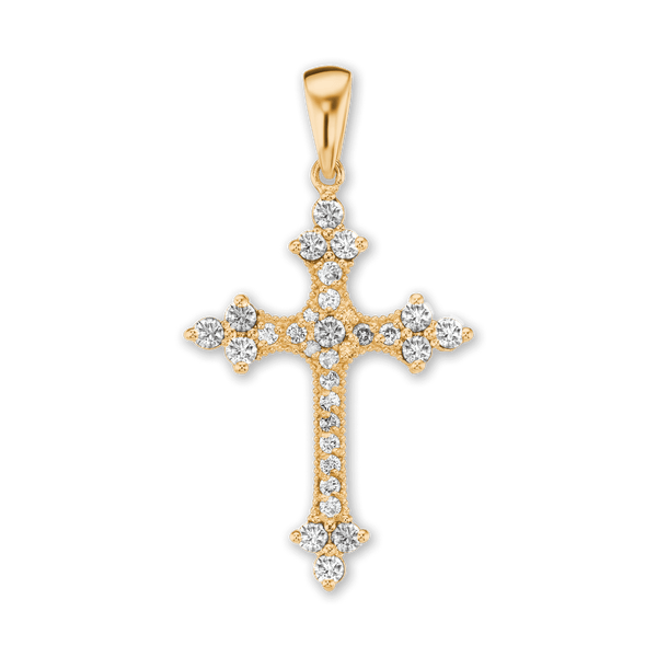 ITI NYC Trinity Cross Pendant with Cubic Zirconia in Sterling Silver