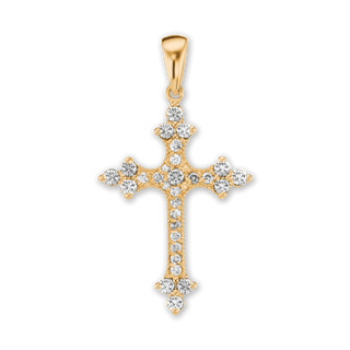 ITI NYC Trinity Cross Pendant with Cubic Zirconia in Sterling Silver