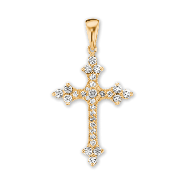 ITI NYC Trinity Cross Pendant with Cubic Zirconia in Sterling Silver