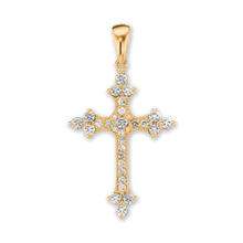 Load image into Gallery viewer, ITI NYC Trinity Cross Pendant with Cubic Zirconia in Sterling Silver
