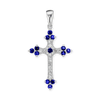 ITI NYC Trinity Cross Pendant with Dark Blue Cubic Zirconia in Sterling Silver
