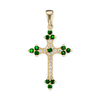 ITI NYC Trinity Cross Pendant with Green Cubic Zirconia in Sterling Silver