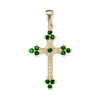 ITI NYC Trinity Cross Pendant with Green Cubic Zirconia in Sterling Silver