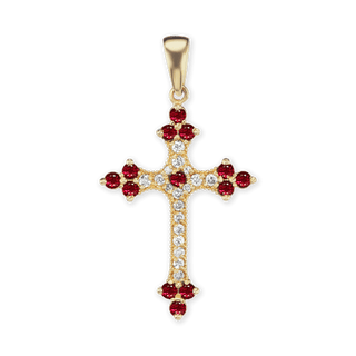ITI NYC Trinity Cross Pendant with Pink Cubic Zirconia in Sterling Silver