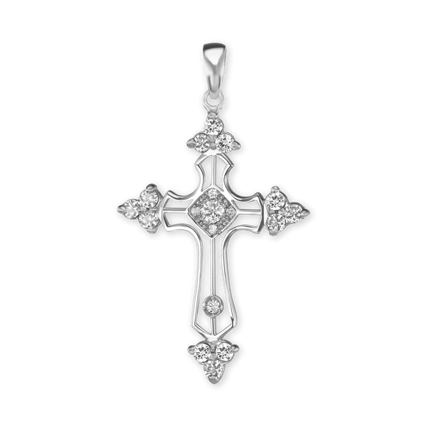 ITI NYC Trinity Cross Pendant with Cubic Zirconia in Sterling Silver