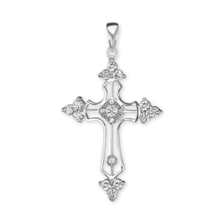 ITI NYC Trinity Cross Pendant with Cubic Zirconia in Sterling Silver
