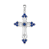 ITI NYC Trinity Cross Pendant with Dark Blue Cubic Zirconia in Sterling Silver